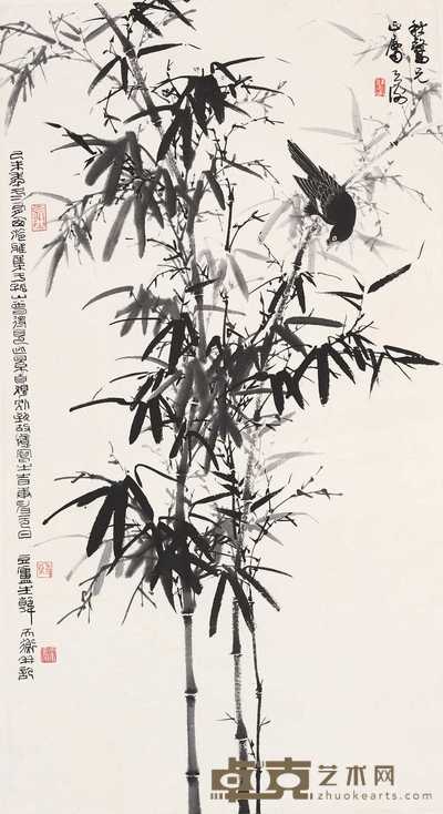 韩天衡 竹鸟图 镜心 102×56cm